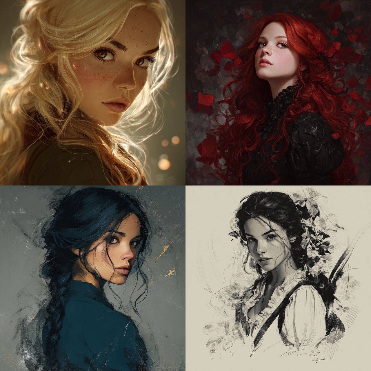Charlie Bowater style, Midjourney V7, render 1 of 4