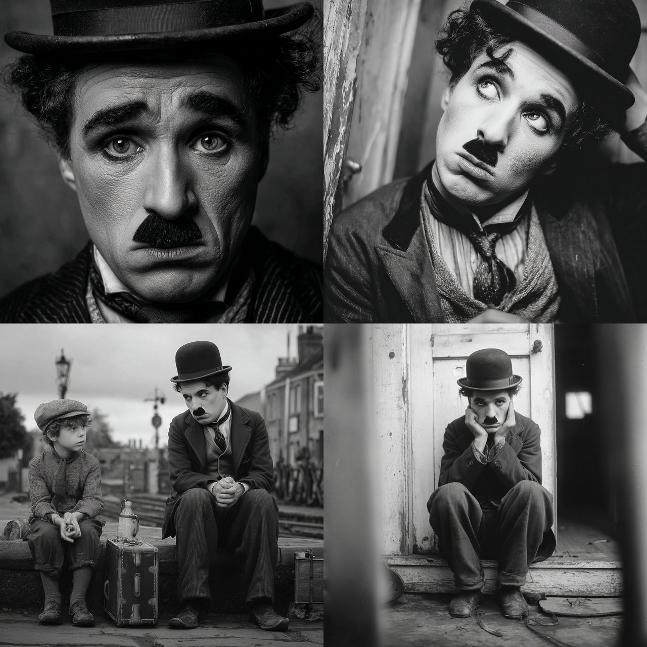 Charlie Chaplin style, Midjourney V7, render 1 of 4