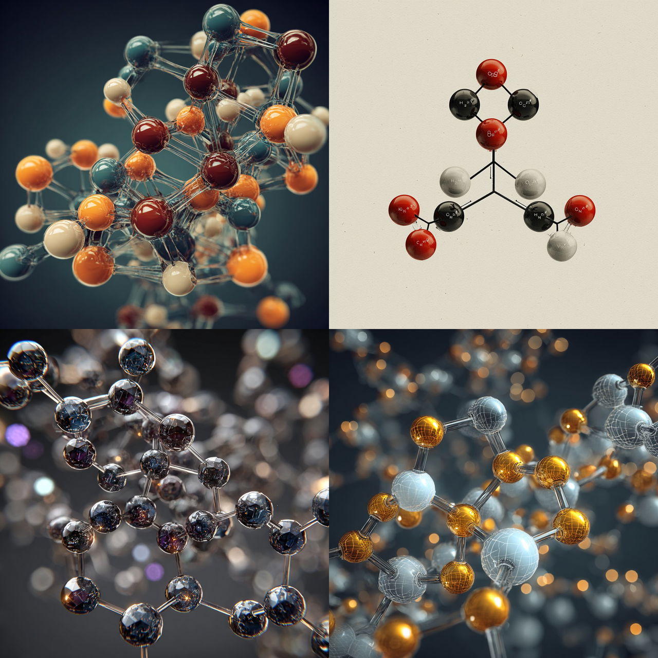 Chemical structure style, Midjourney V7, render 1 of 4