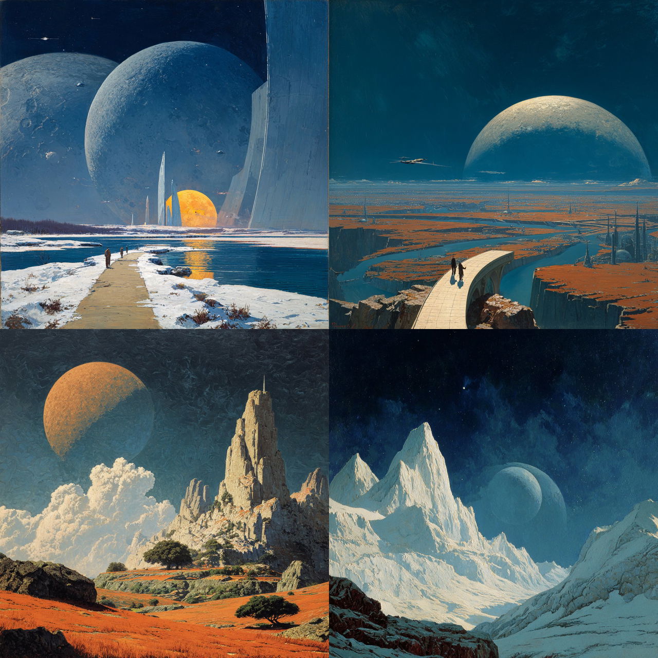 Chesley Bonestell style, Midjourney V7, render 1 of 4