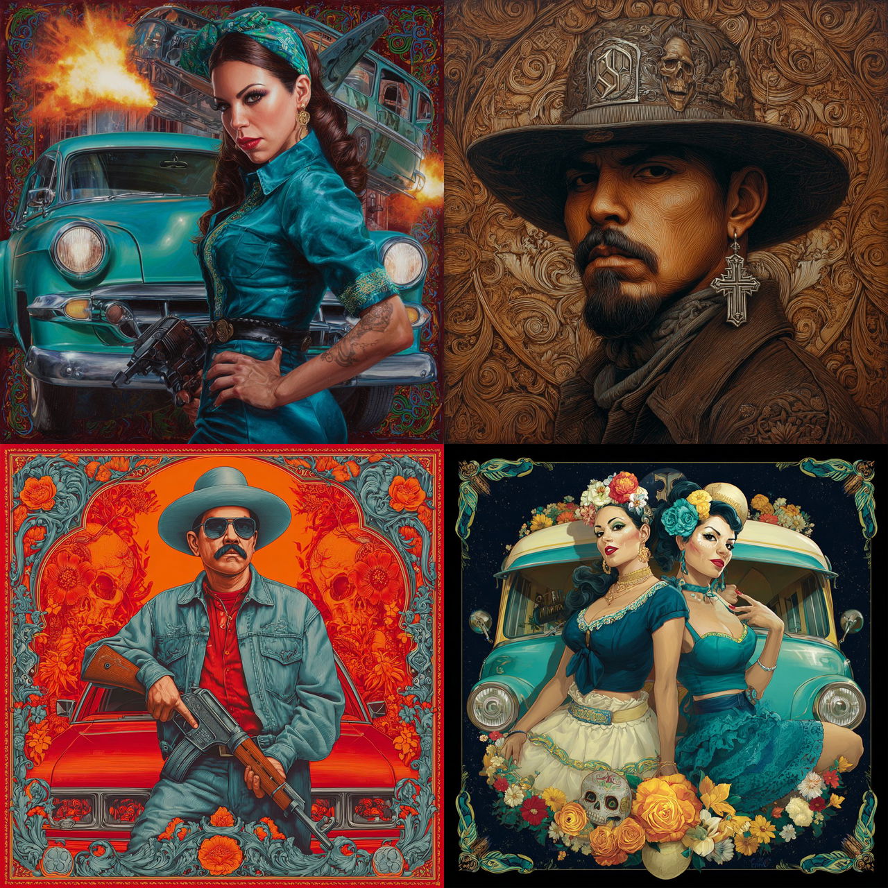Chicano art style, Midjourney V7, render 1 of 4