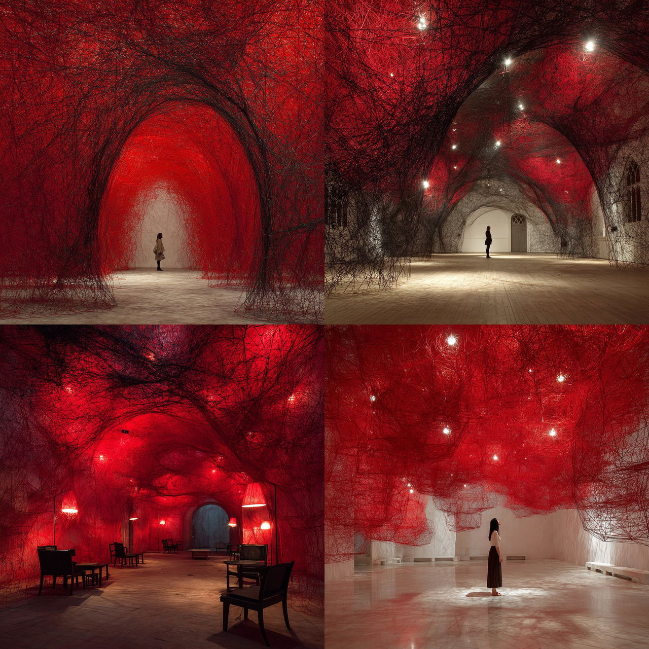 Chiharu Shiota style, Midjourney V7, render 1 of 4