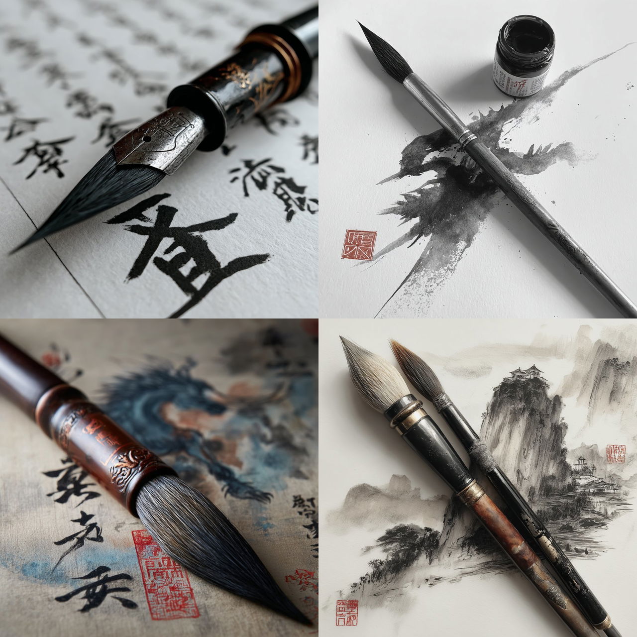 Chinese ink brush style, Midjourney V7, render 1 of 4