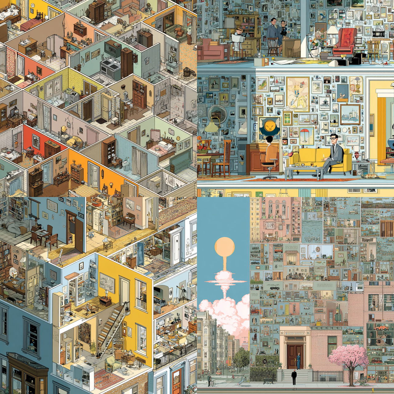 Chris Ware style, Midjourney V7, render 1 of 4