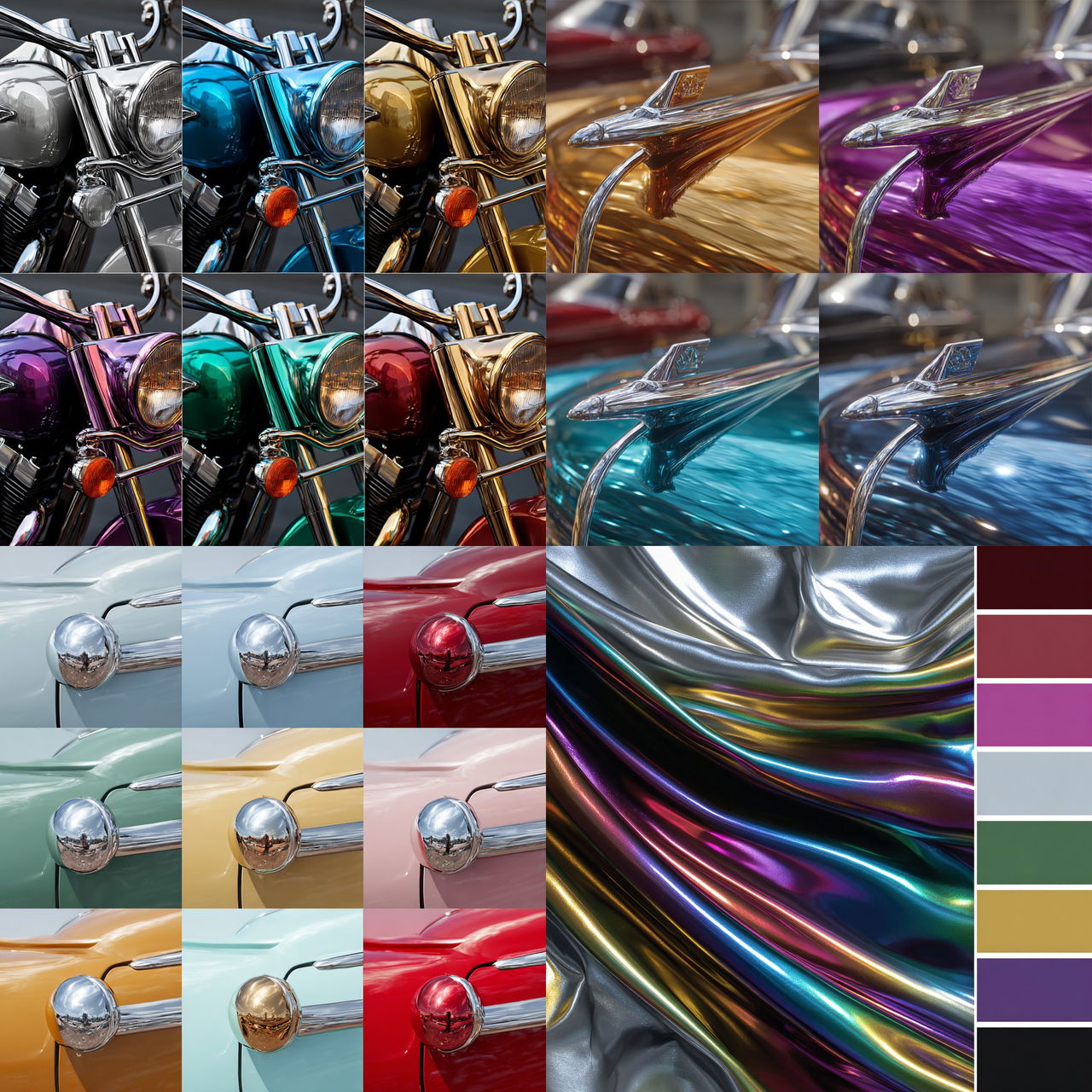Chrome colors style, Midjourney V7, render 1 of 4