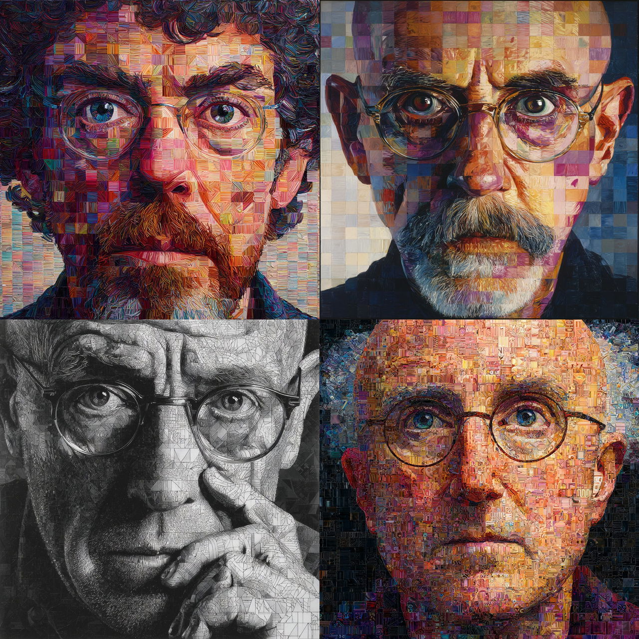 Chuck Close style, Midjourney V7, render 1 of 4