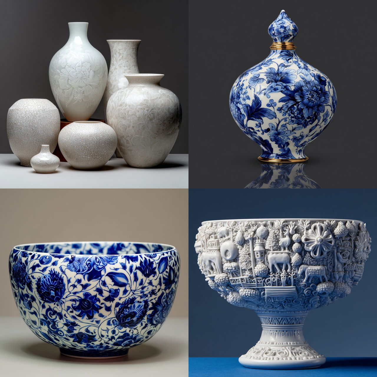 Cibulak porcelain style, Midjourney V7, render 1 of 4