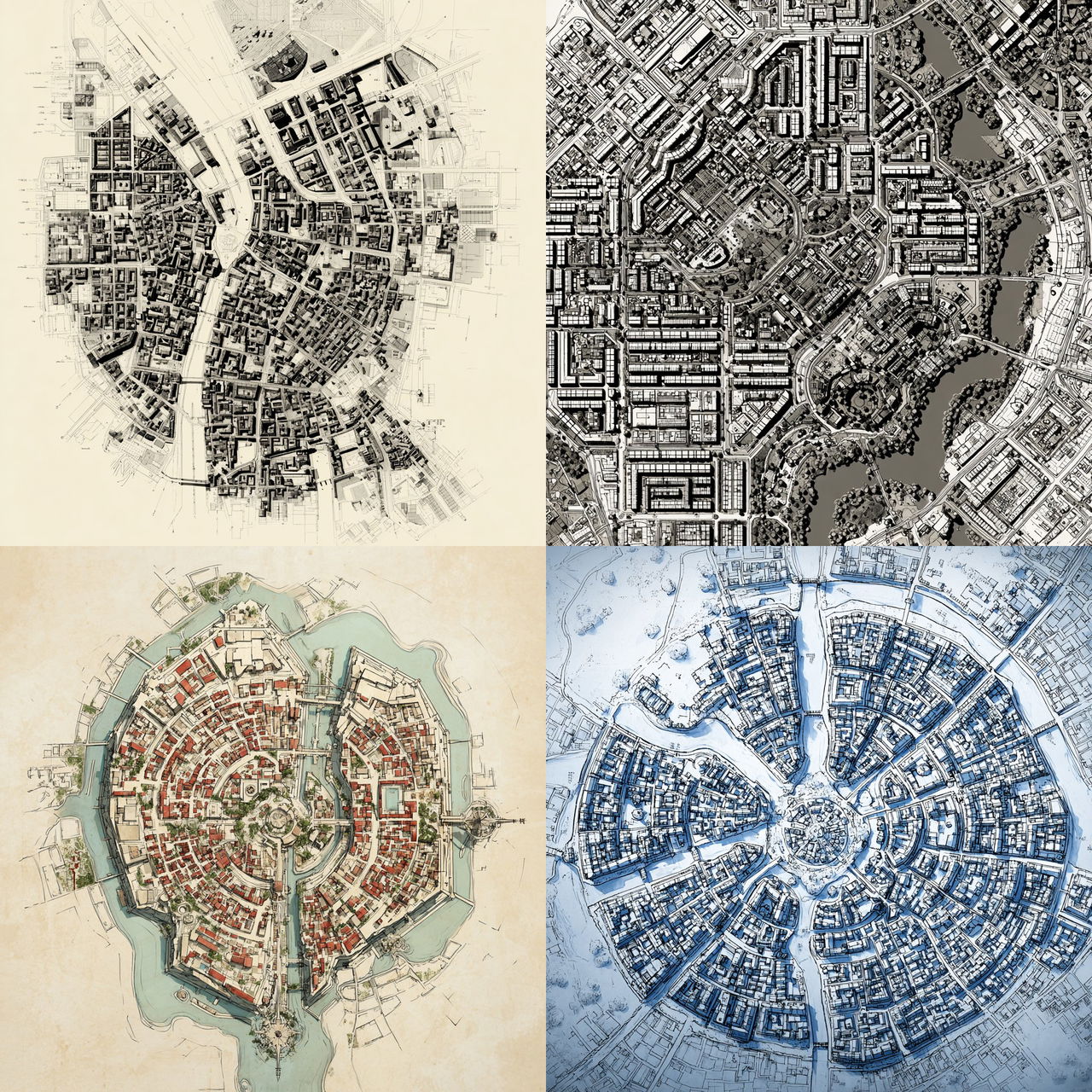City plan style, Midjourney V7, render 1 of 4