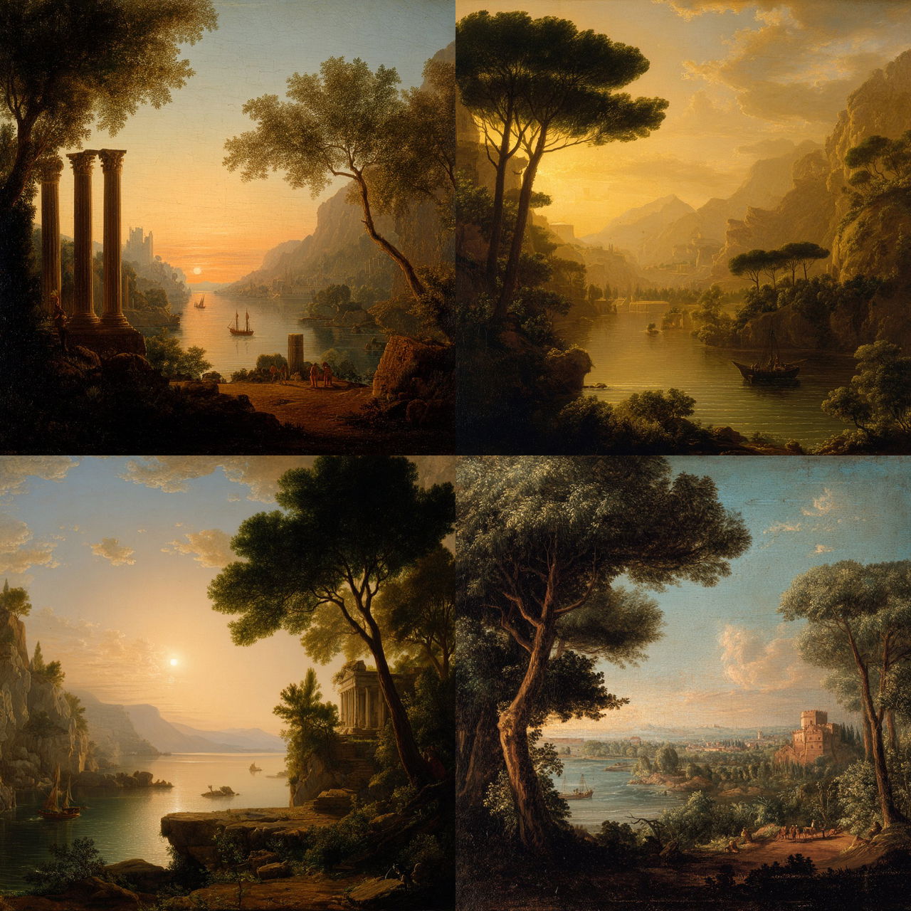 Claude Lorrain style, Midjourney V7, render 1 of 4