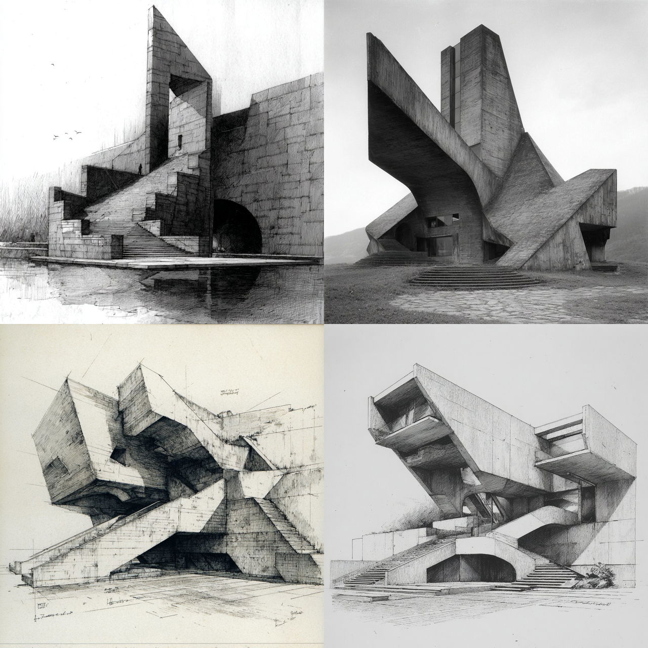Claude Parent style, Midjourney V7, render 1 of 4