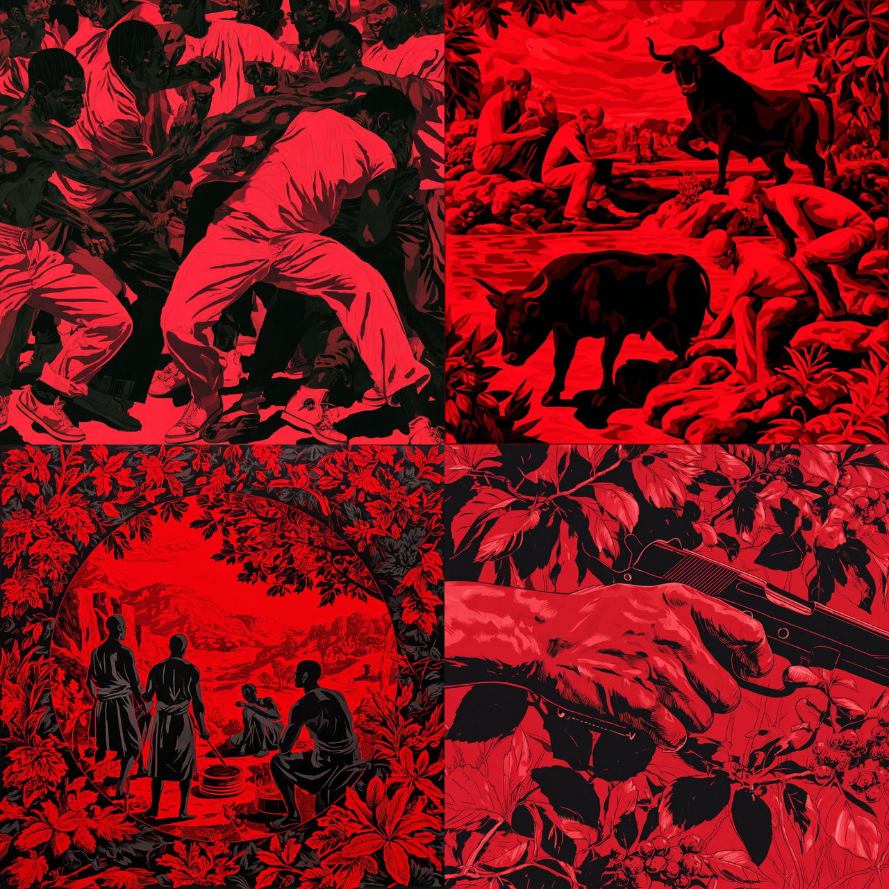 Cleon Peterson style, Midjourney V7, render 1 of 4