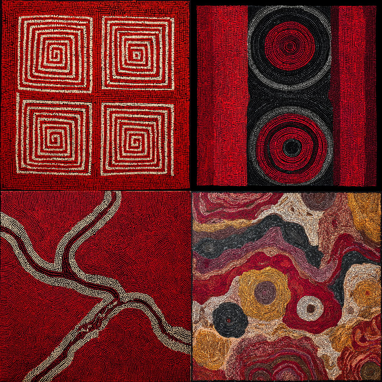 Clifford Possum Tjapaltjarri style, Midjourney V7, render 1 of 4