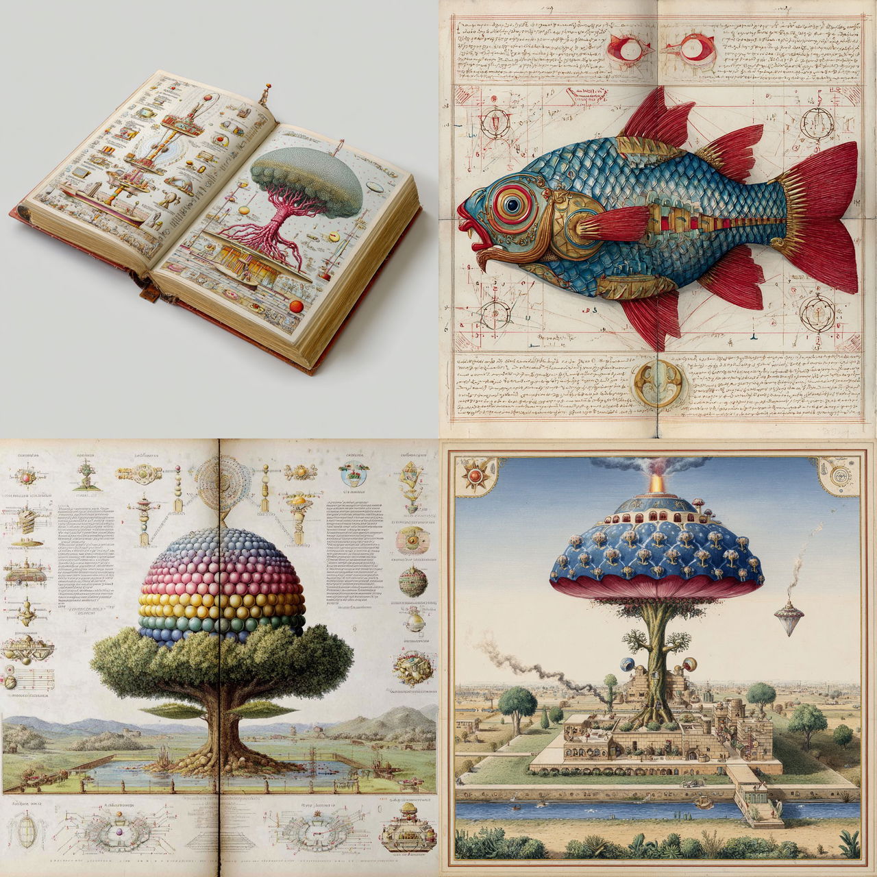 Codex Seraphinianus style, Midjourney V7, render 1 of 4