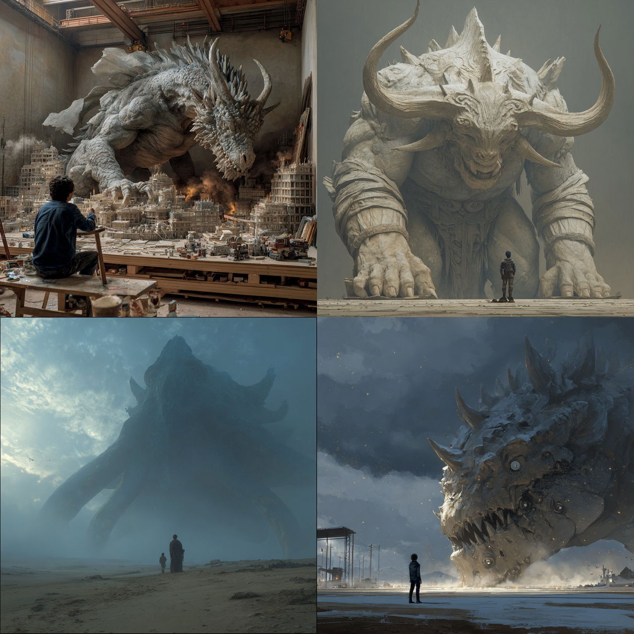 Colossal scale style, Midjourney V7, render 1 of 4