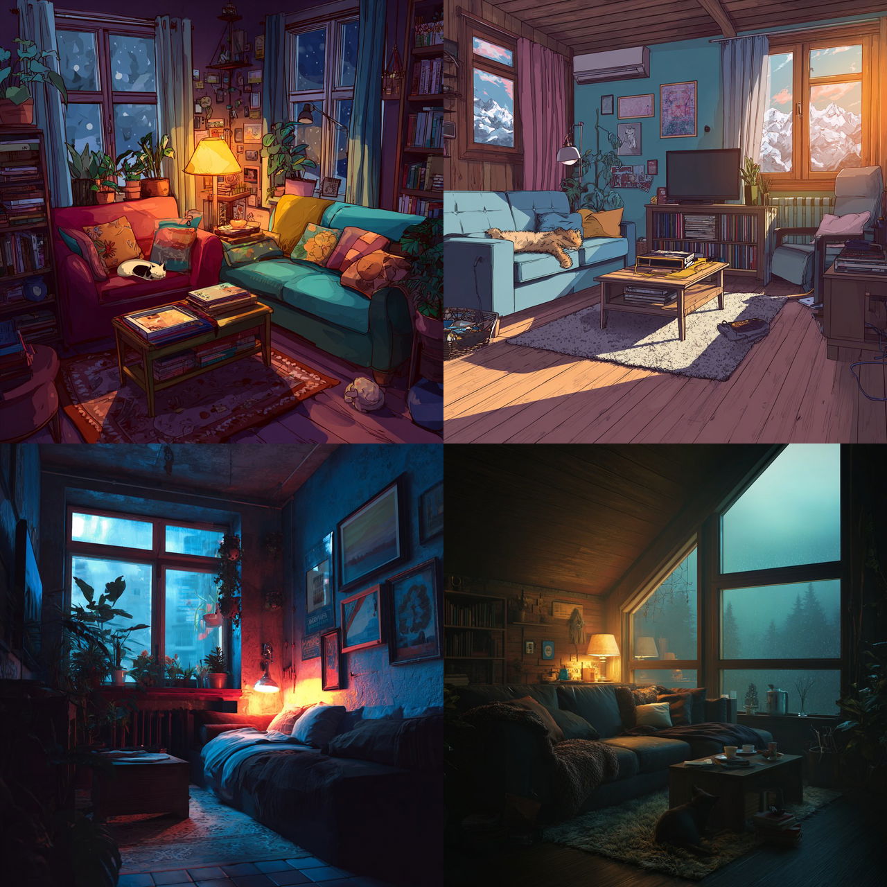 Comfy atmosphere style, Midjourney V7, render 1 of 4
