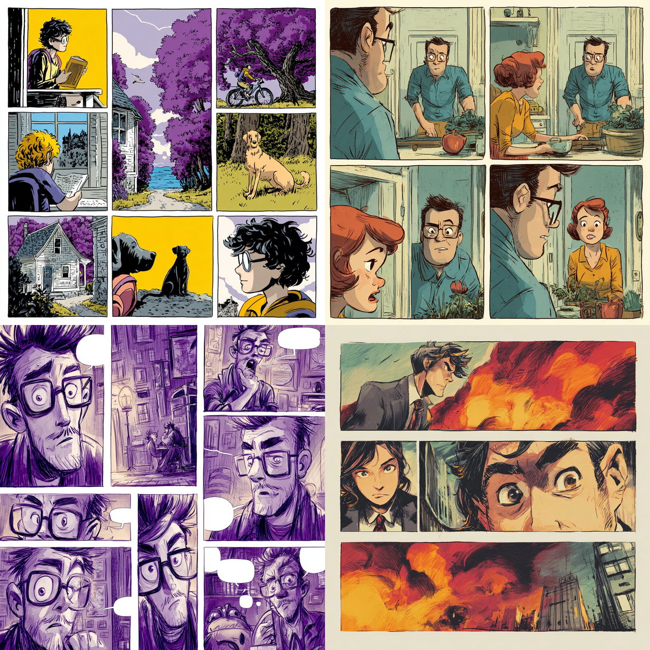 Comic strip style style, Midjourney V7, render 1 of 4