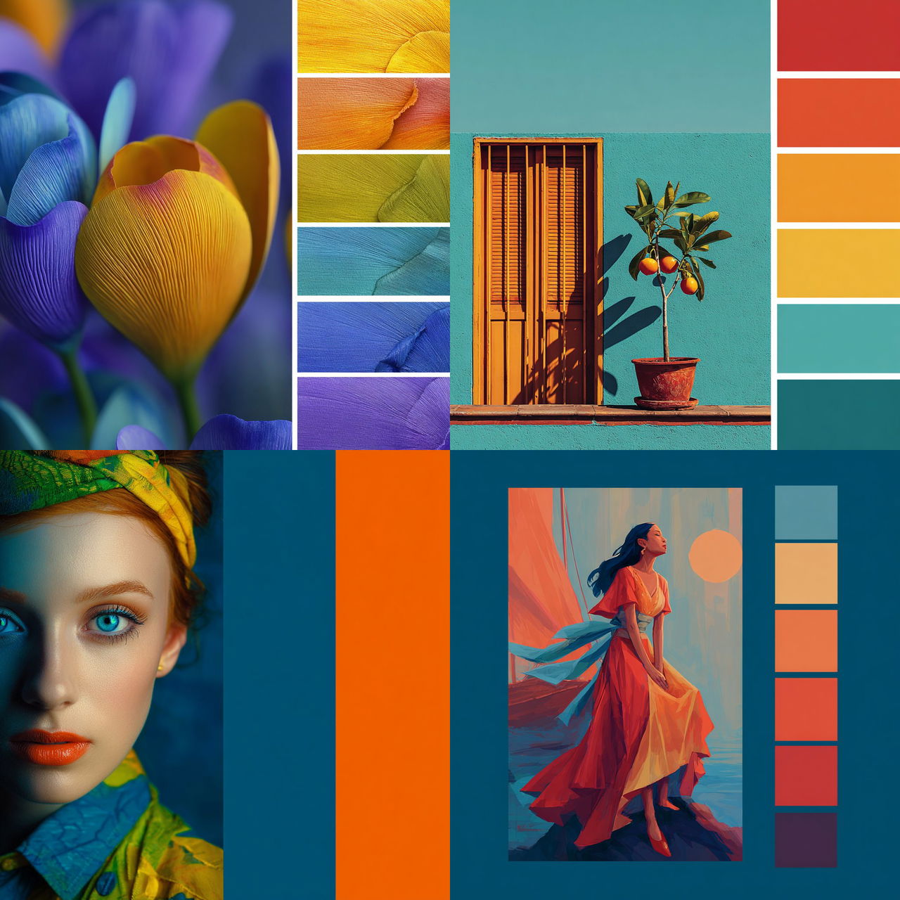 Complementary colors style, Midjourney V7, render 1 of 4