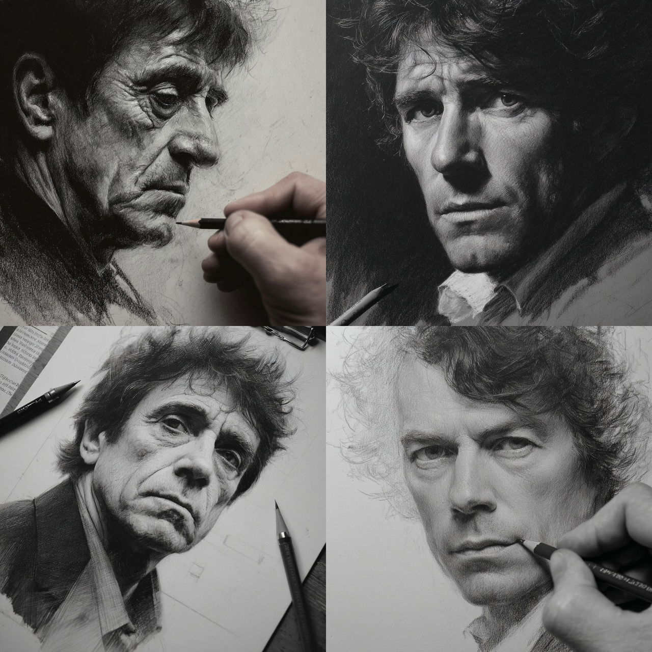 Conte drawing style, Midjourney V7, render 1 of 4