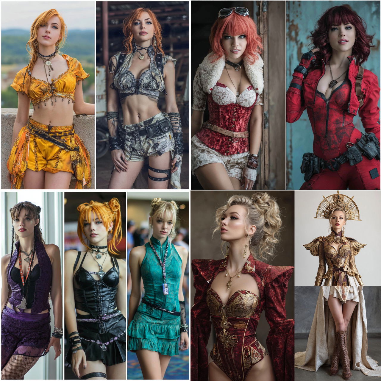 Cosplay fashion style, Midjourney V7, render 1 of 4