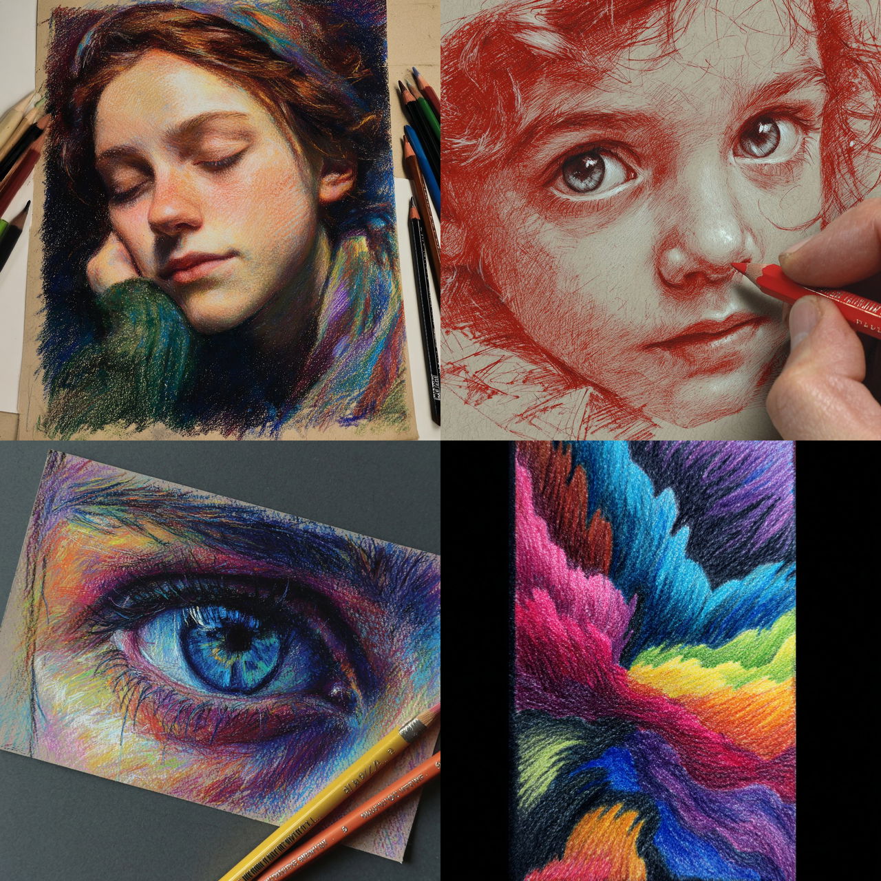 Crayon drawing style, Midjourney V7, render 1 of 4
