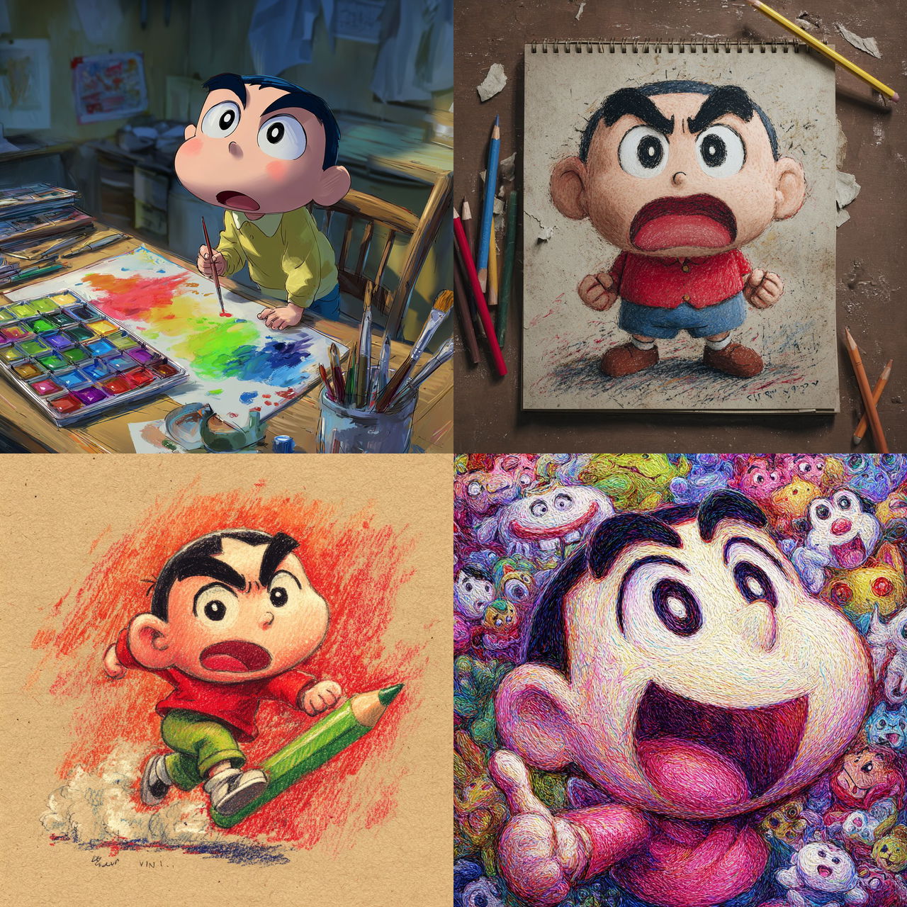 Crayon Shin-chan style, Midjourney V7, render 1 of 4