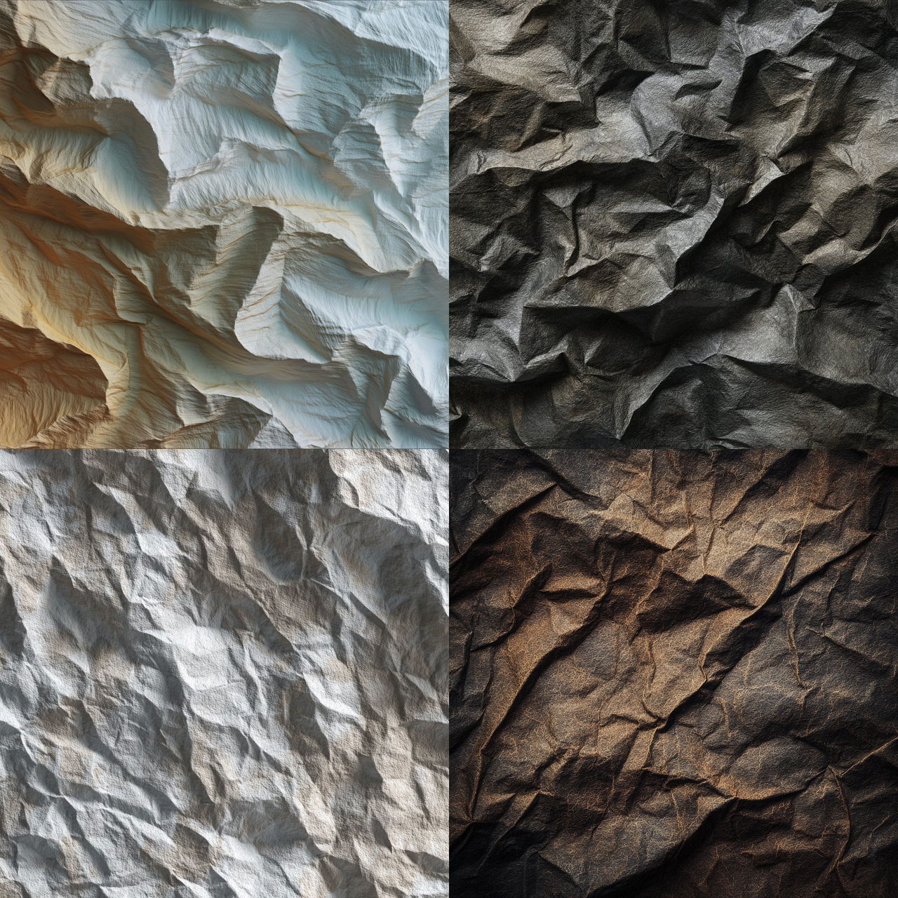 Crinkled texture style, Midjourney V7, render 1 of 4