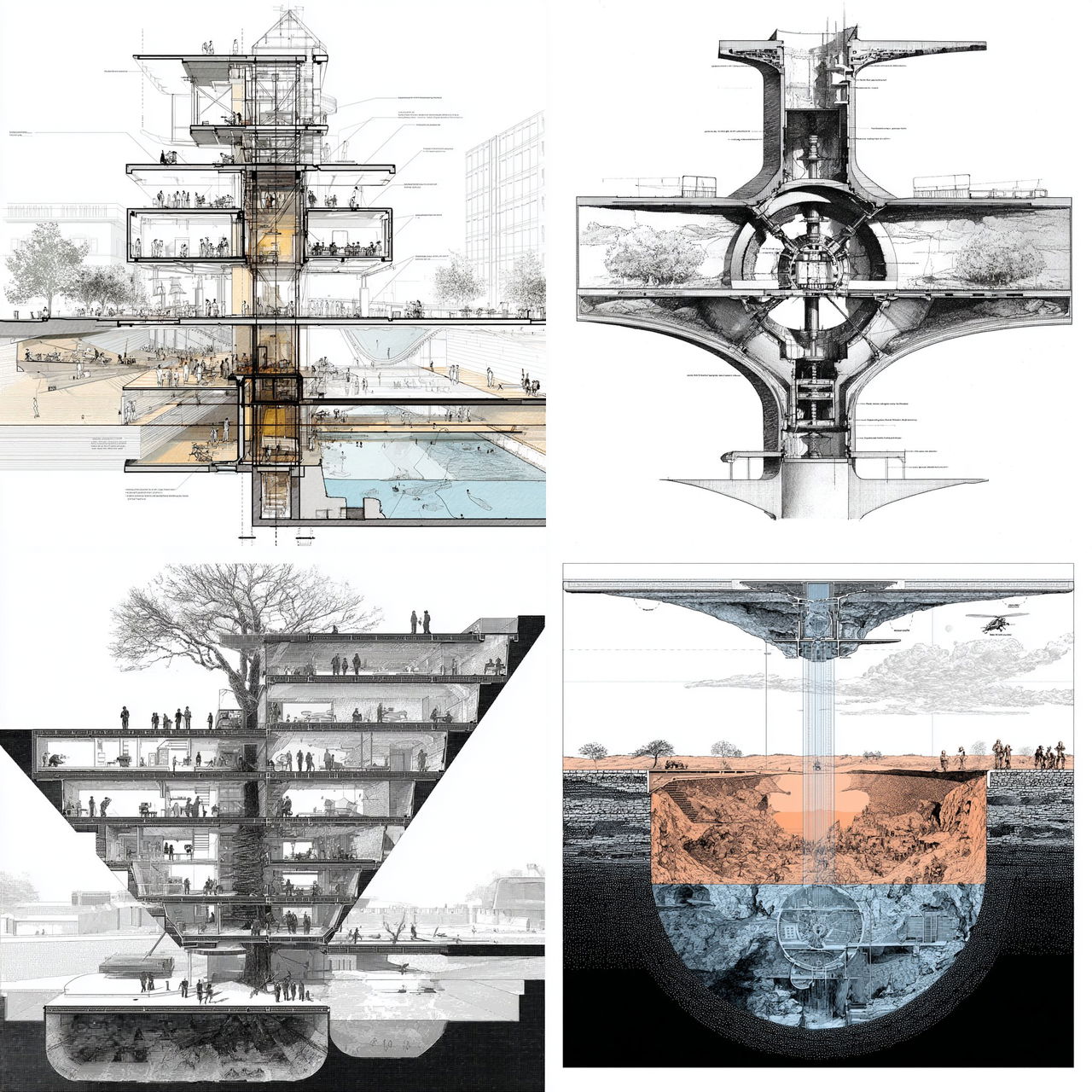 Cross-section diagram style, Midjourney V7, render 1 of 4