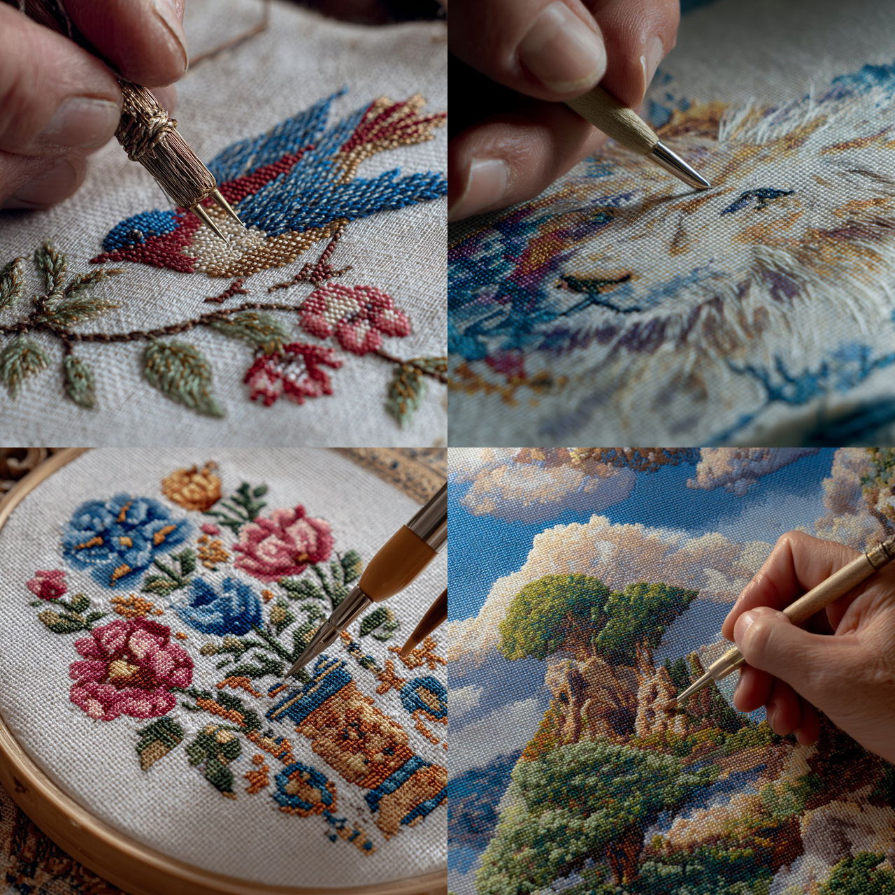 Cross-stitching style, Midjourney V7, render 1 of 4
