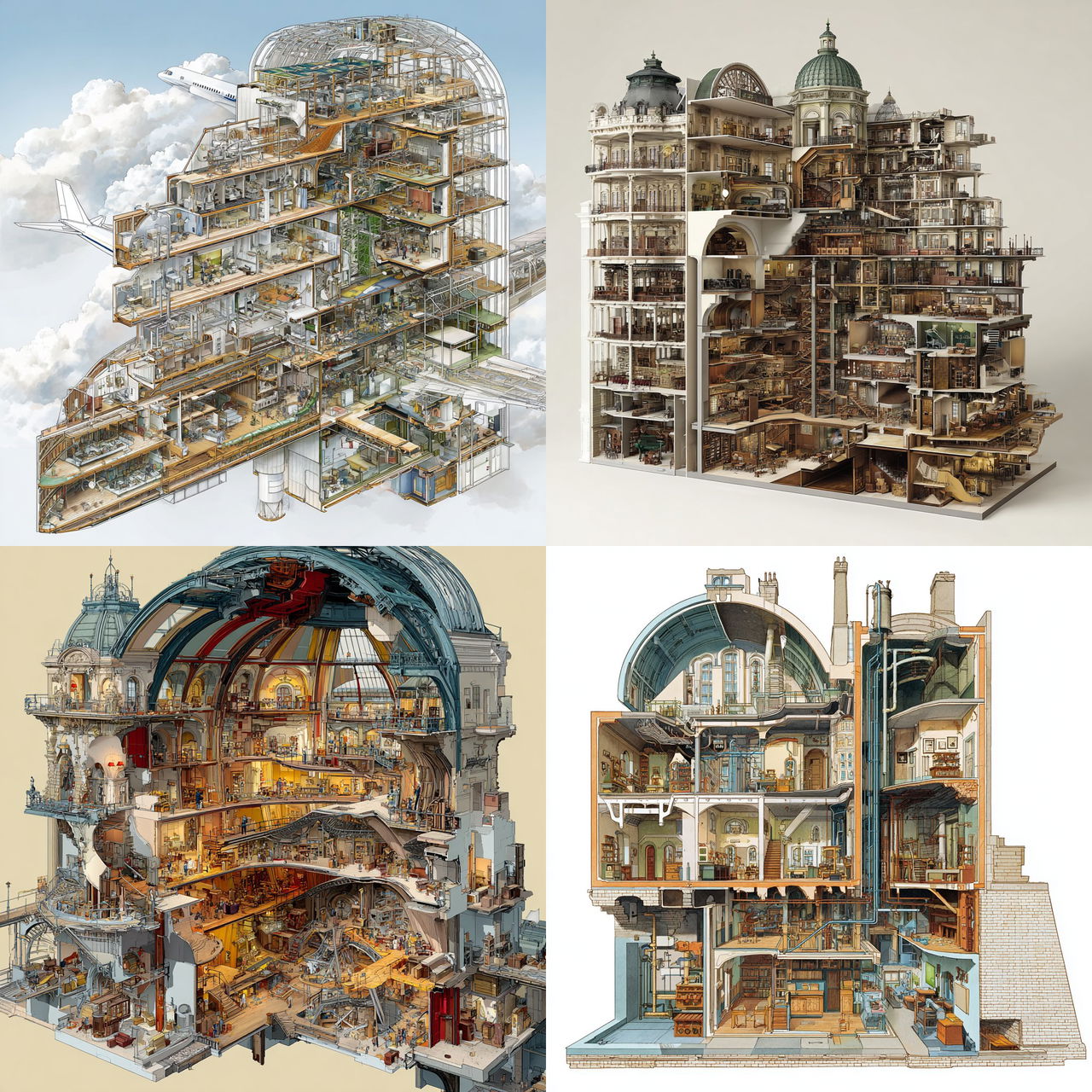 Cutaway view style, Midjourney V7, render 1 of 4