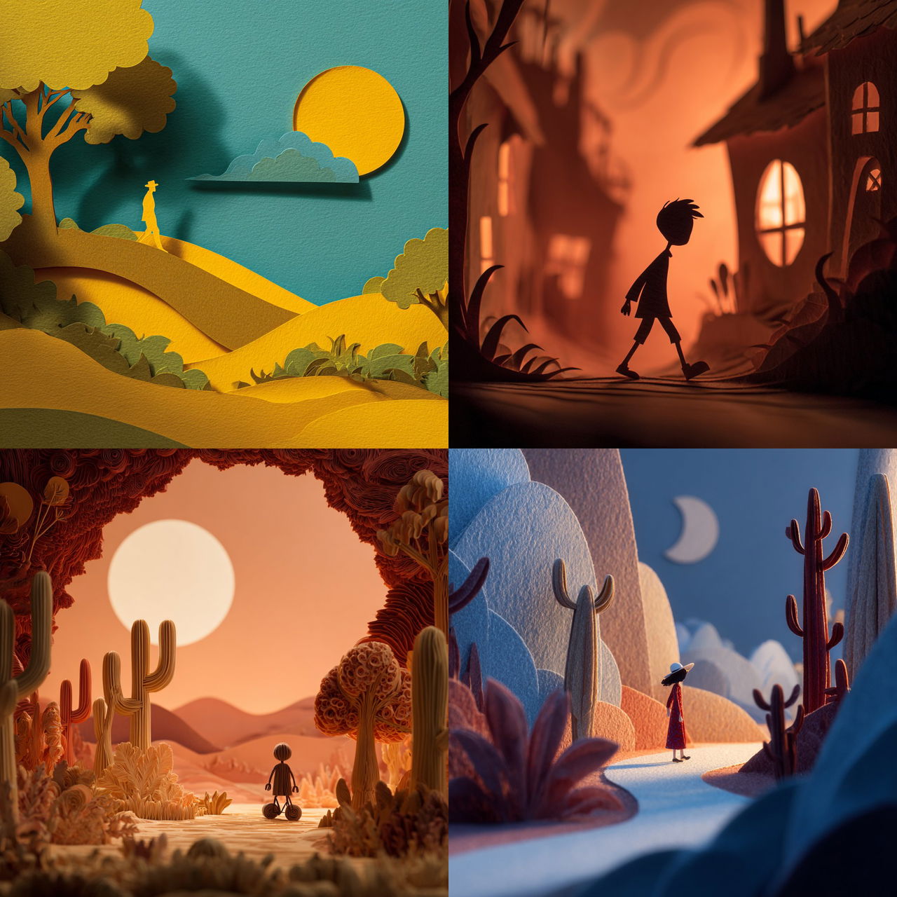Cutout animation style, Midjourney V7, render 1 of 4