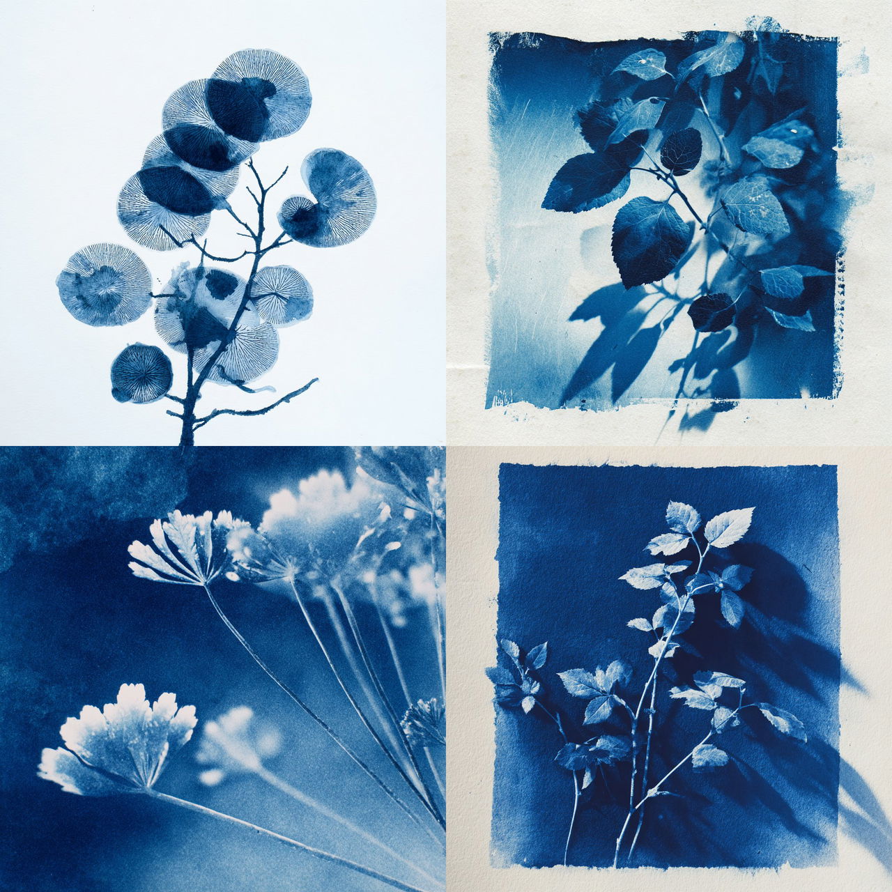 Cyanotype print style, Midjourney V7, render 1 of 4
