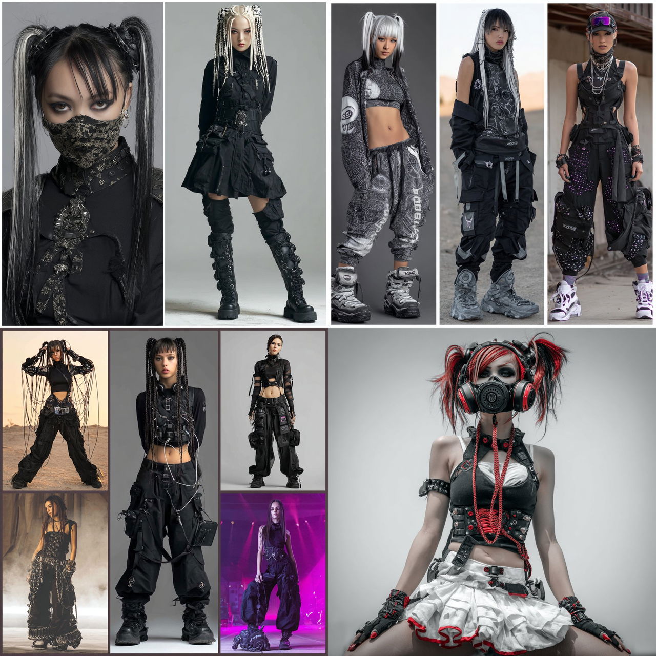 Cybergoth fashion style, Midjourney V7, render 1 of 4