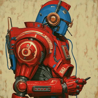 Metallurban style, Midjourney V7: concept art character design of retropunk steam knight
