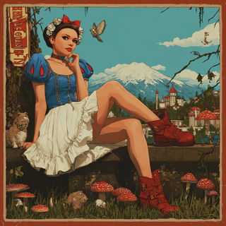 Metallurban style, Midjourney V7: retro fairy-tale illustration