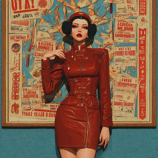 Metallurban style, Midjourney V7: haute-couture fashion outfit