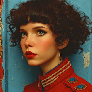 Metallurban style, Midjourney V7: photographic portrait of female protagonist