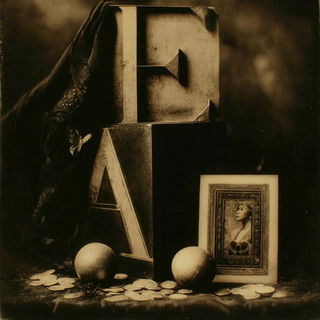 Vat Shadowism style, Midjourney V7: typographic composition with large letters