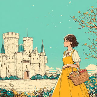 Radiantide style, Midjourney V7: retro fairy-tale illustration