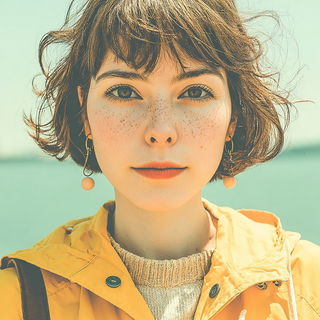 Radiantide style, Midjourney V7: photographic portrait of female protagonist