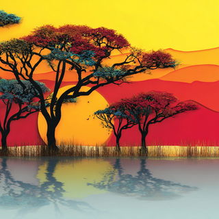 Xerox Relieflands style, Midjourney V7: realistic landscape photograph of quiet dawn