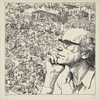 Aureoclast style, Midjourney V7: editorial illustration for popular scientific magazine cover