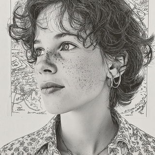 Aureoclast style, Midjourney V7: photographic portrait of female protagonist