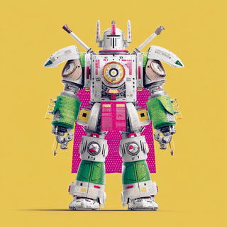 Chromapastic style, Midjourney V7: concept art character design of retropunk steam knight