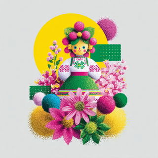 Chromapastic style, Midjourney V7: traditional folk art