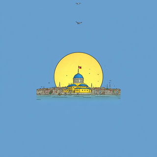 The Vellum Arclight style, Midjourney V7: bold minimalist logo design for Istanbul city municipal services