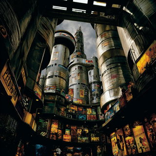 Blueflame Stoneprint style, Midjourney V7: megacity with futuristic bioarchitecture