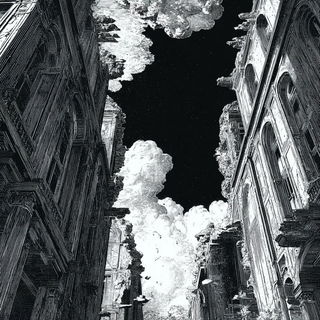 Engravescape style, Midjourney V7: abstract 3D render