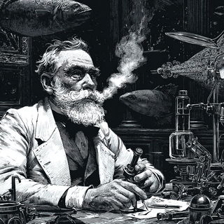 Engravescape style, Midjourney V7: editorial illustration for popular scientific magazine cover
