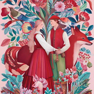 Gilded Macaw Baroque style, Midjourney V7: retro fairy-tale illustration