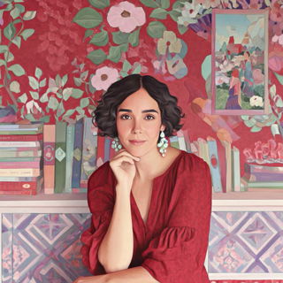 Gilded Macaw Baroque style, Midjourney V7: photographic portrait of female protagonist